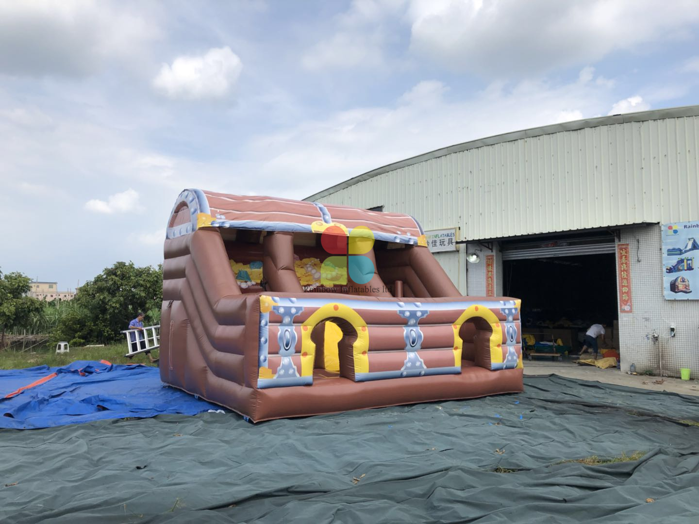 Pirate Treasure Chest Inflatable Slide