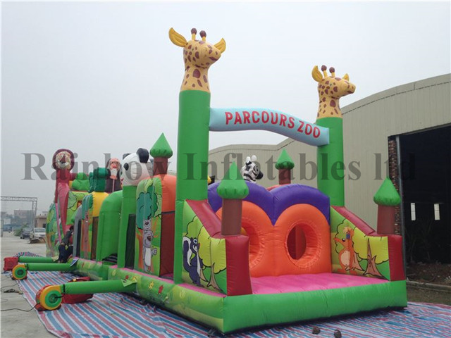 RB5007（4x16x5m）Inflatable Jungle animal kids obstacle course