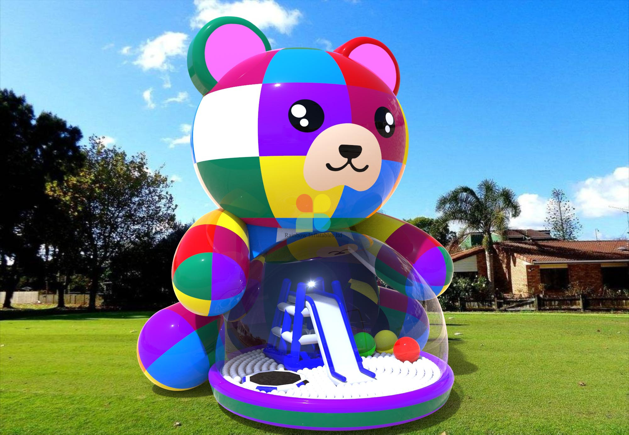 New Design Cute Inflatable Bear Play Ground for Outdoor