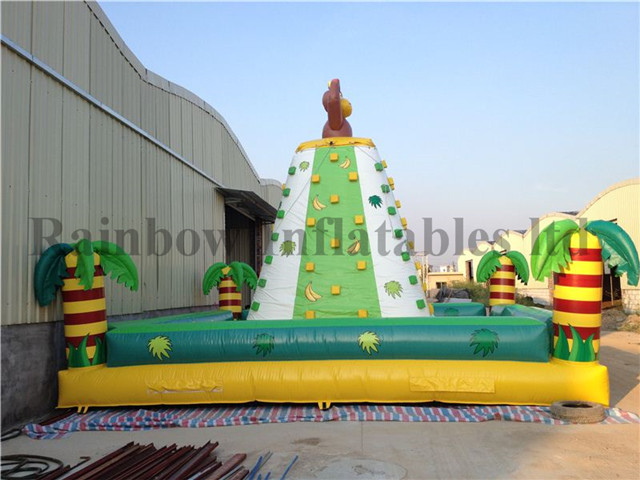 Large Outdoor Inflatable Sport Game Rock Climbing Wall Jungle Theme For Kids