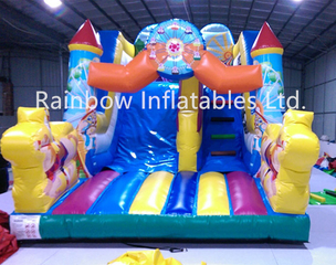 Inddor Commercial Inflatable Dry Slide for Kids with Cartoon Pattern