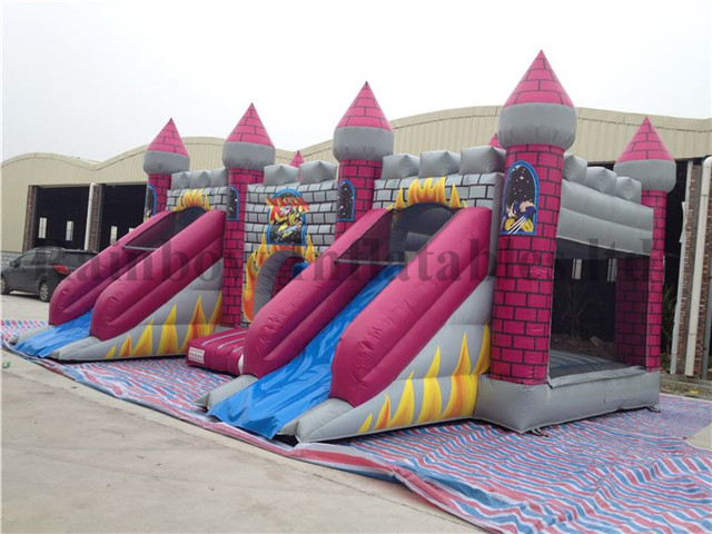 Outdoor Commercial Inflatable X-Men Theme Double Lane Slide Playground