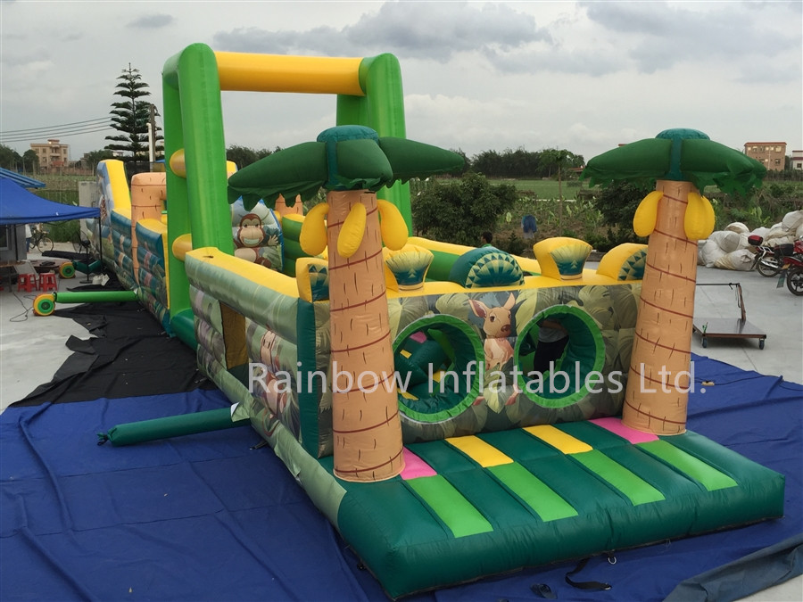 RB5038-2（25x3.7x5m）Inflatable Animal theme kids long obstacle courses equipment