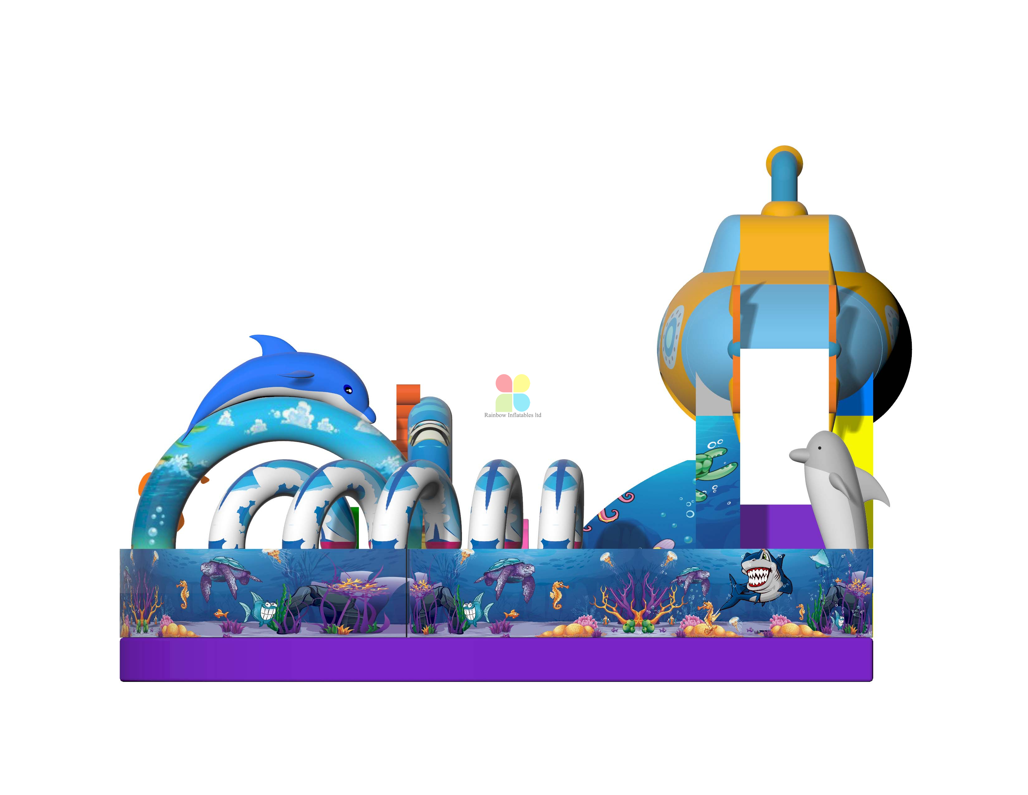 Inflatable Underwater World Funcity With Airship