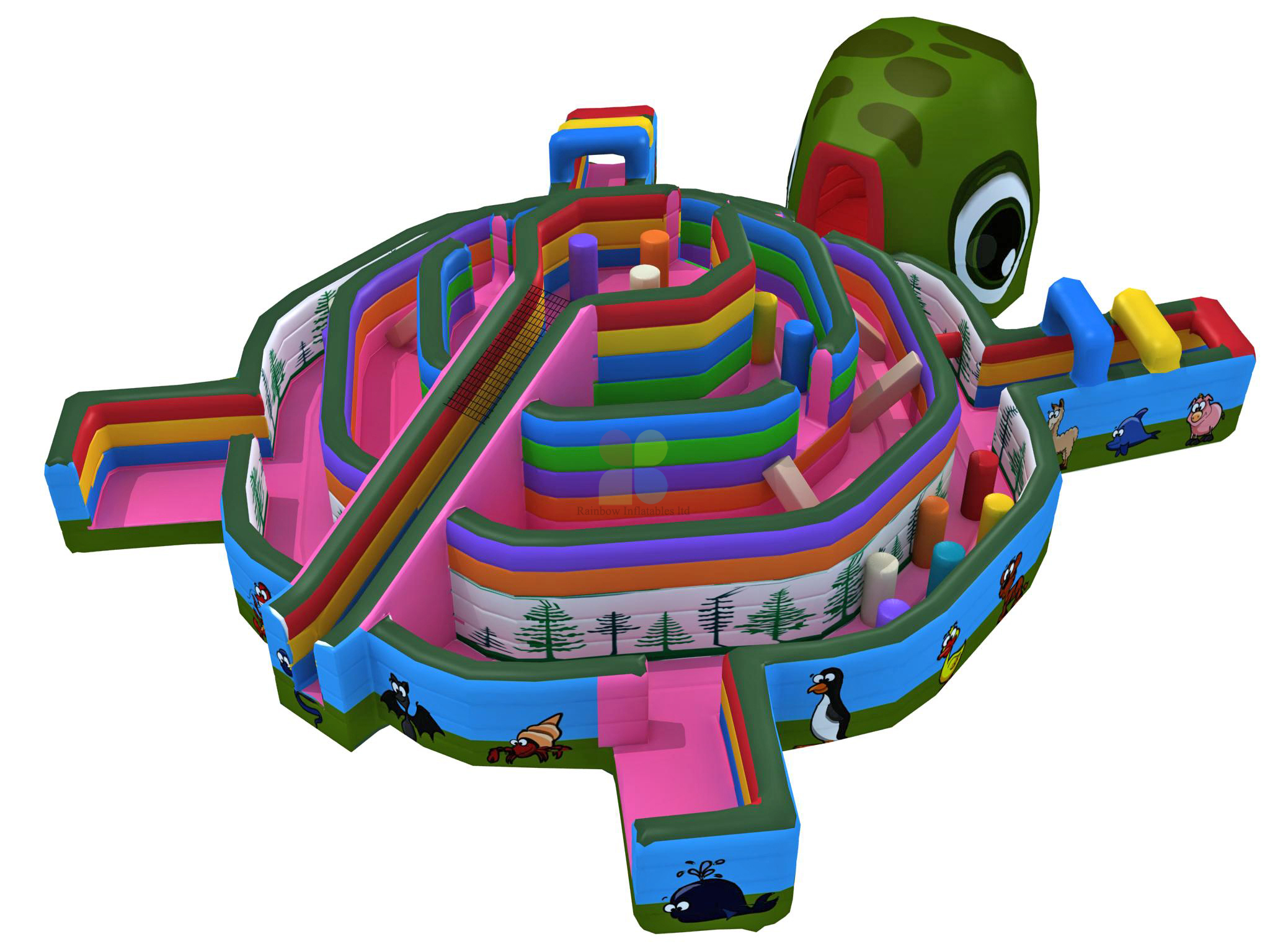 New Design Fantastic Outdoor Inflatable Turtle Shape Obstacle Course for Children