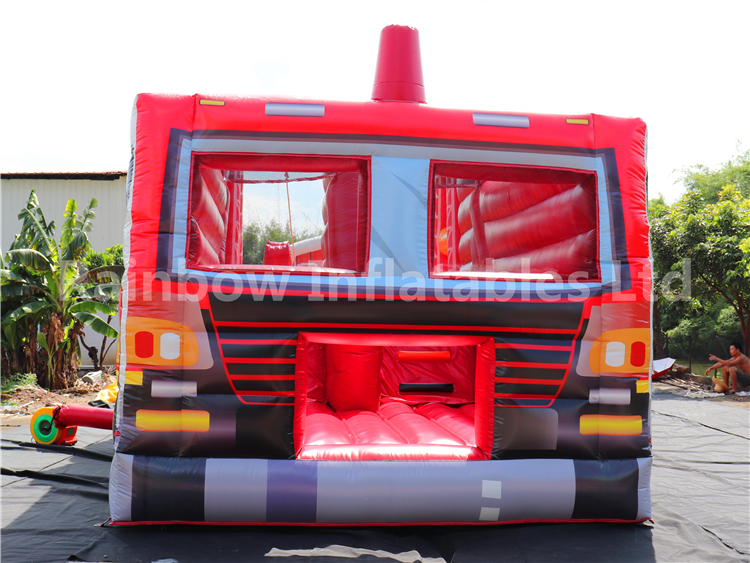 Giant Outdoor Inflatable Fire Truck Theme Obstacle Course Challenge Sport Game for Sale