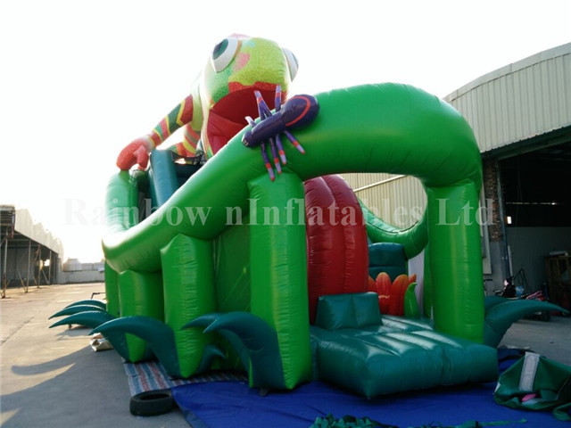 Popular Commercial Inflatable Chameleon Theme Dry Slide for Children