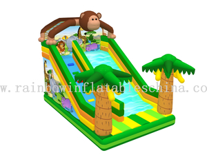 Large Outdoor Inflatable Jungle Theme High Slide for Kids