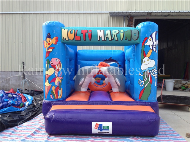 RB1135（3.5x4m）Inflatable Rainbow Molti Marino bouncer for kids 