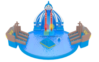 Shark Theme Commercial Giant Aqua Park Inflatable Water Park Equipment With Slide On Lake for Sale