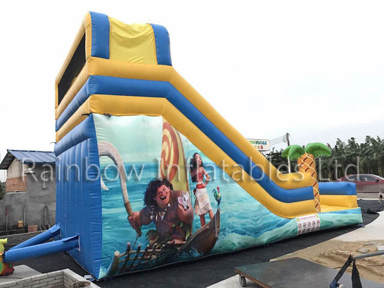  Inflatable Marine Undersea Yellow And Blue Double Slide Slide Blow Up Vaiana Slide Made by Guangzhou Rainbow Inflatables Ltd