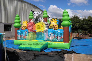 5*6m Animal Zoo Inflatable Park Safari Fun City Slide