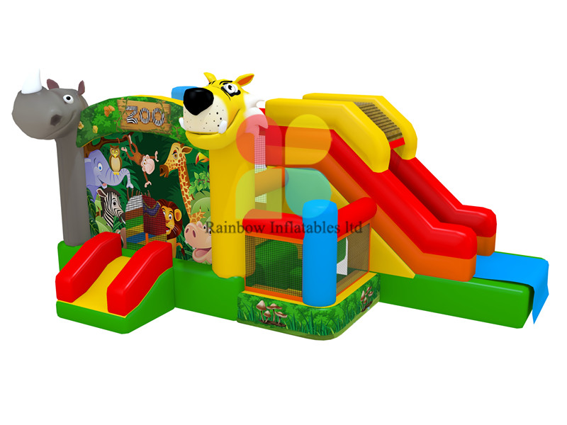 Durable Zoo Inflatable Jumping Bouncy combo with slide