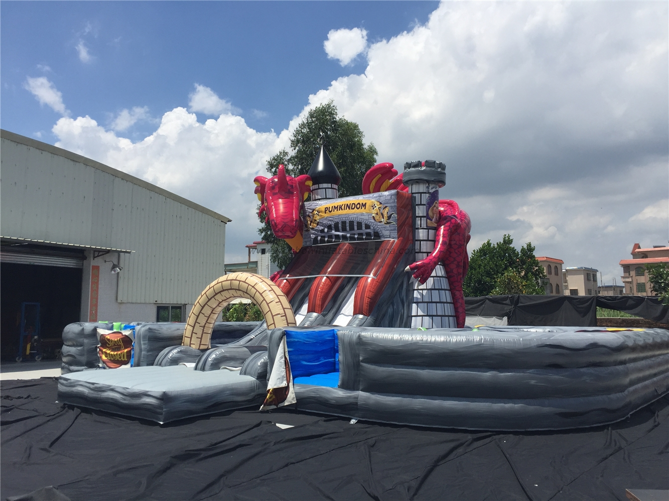 Rainbow New Design Inflatable Dragon Castle Obstacles Best Selling Inflatable Slide Obstacles Manufacturer Inflatable Monster Slide Obstacle