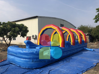 factory price custom slip n slide inflatable water slide the city for sale with arch and pool