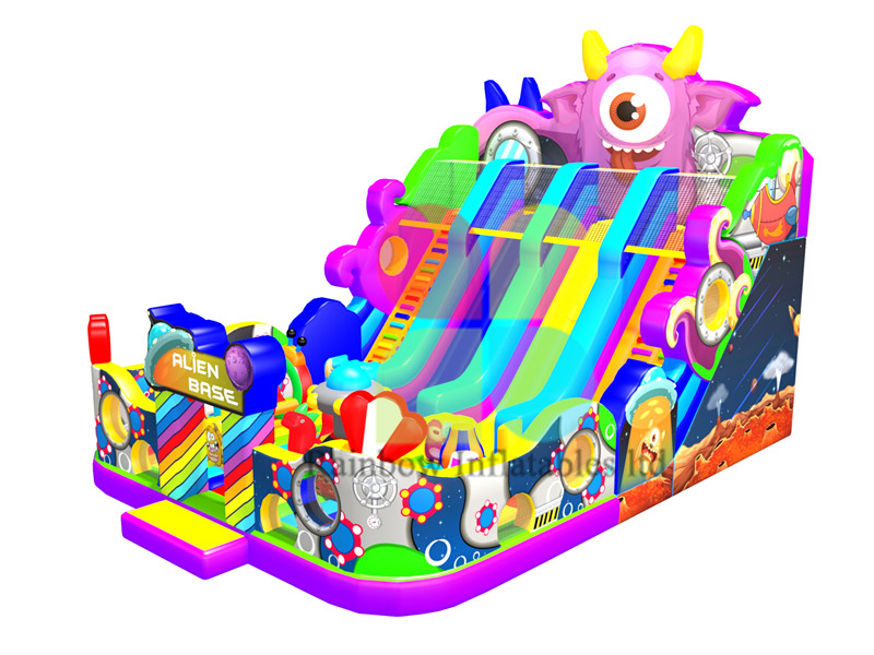 Rainbow new design inflatable Alien Base slide for rental business