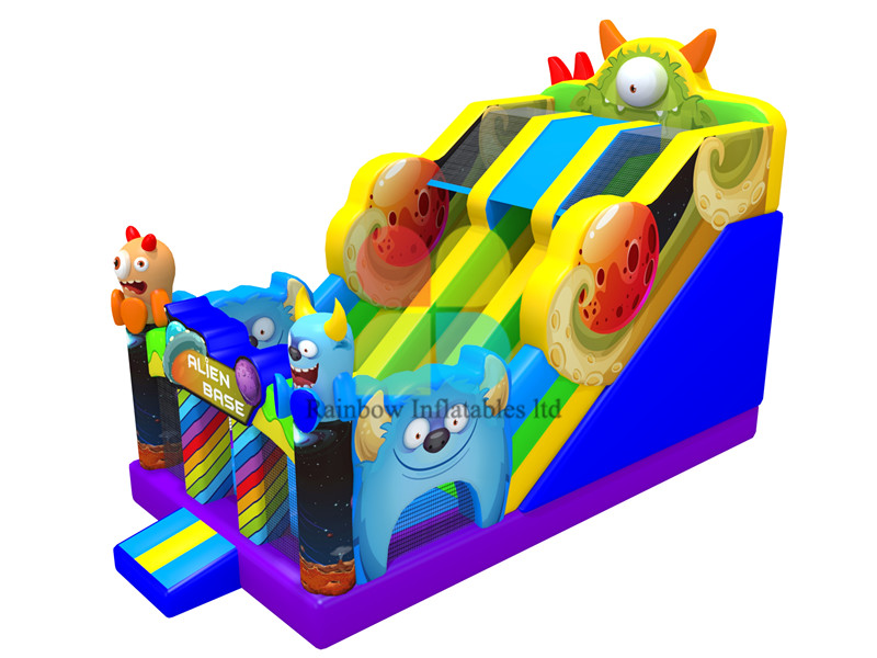Rainbow Factory Monster inflatable Bouncy dry slide 