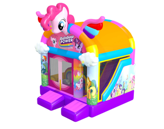 Rainbow new design inflatable unicorn bouncy castle with slide combo