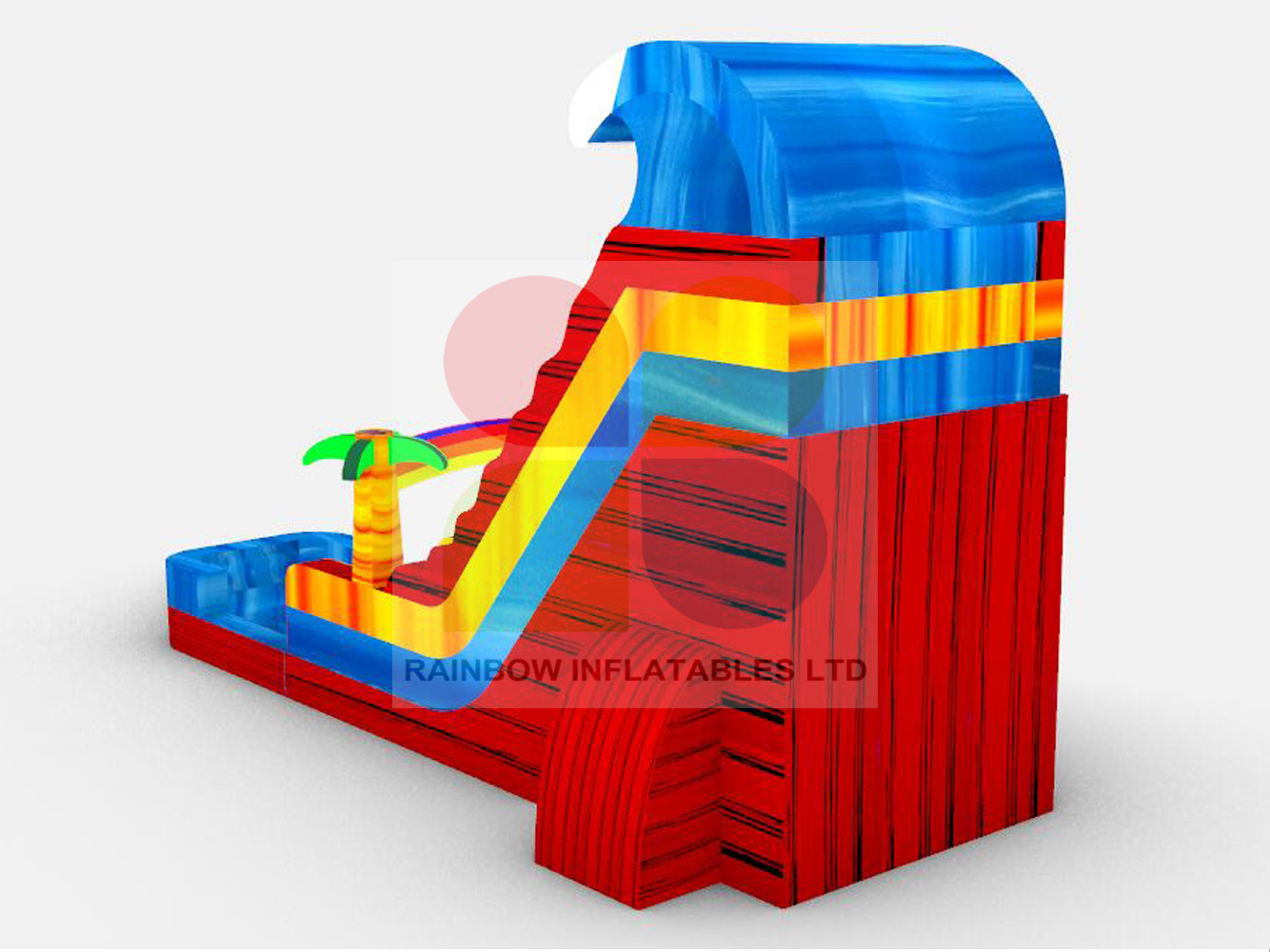 Inflatable Red Marble Blue Marble Water Slide for Sale Marbling Color Commerical Inflatable Water Slide