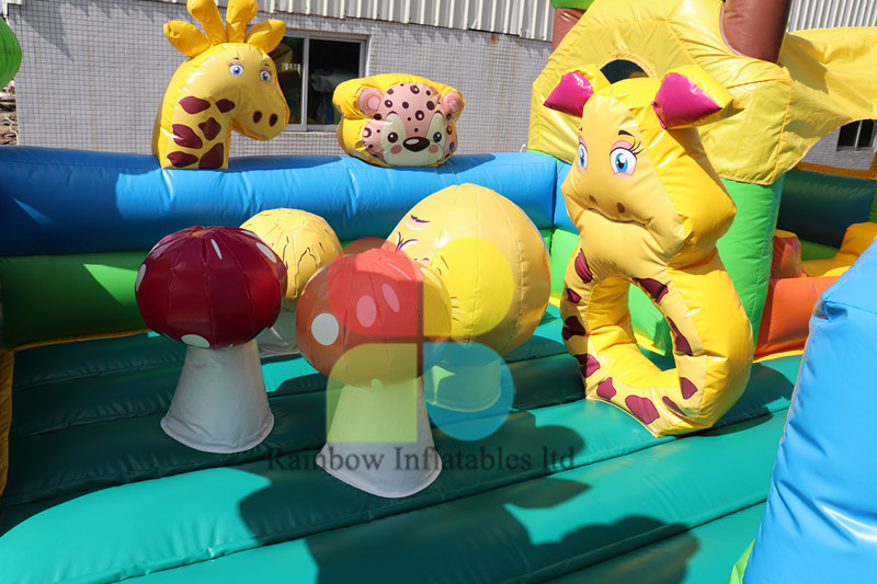 5*6m Animal Zoo Inflatable Park Safari Fun City Slide