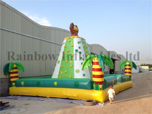 Large Outdoor Inflatable Sport Game Rock Climbing Wall Jungle Theme For Kids