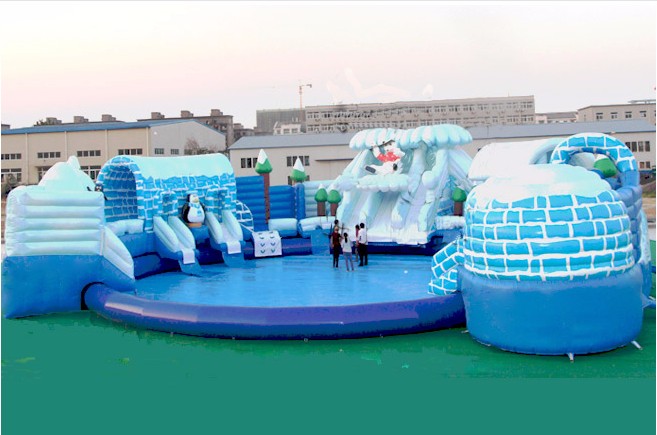 Hot Outdoor Inflatable Snow Castle Theme Water Park Above Ground Water Park for Sale