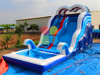 High Quality Commercial Inflatable Crazy Wave Theme Water Slide with Pool