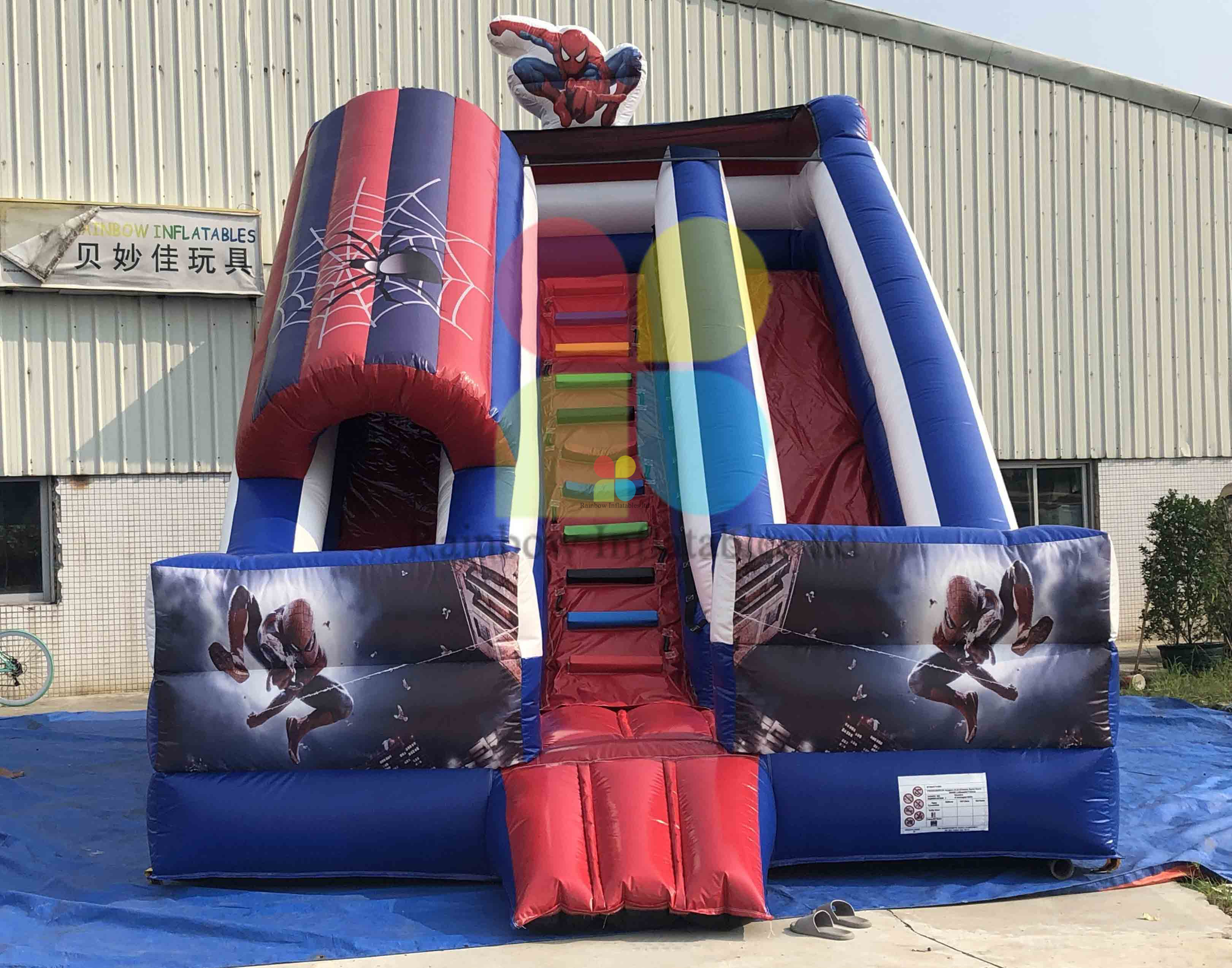 New Style Giant Commercial Inflatable Spiderman Slide Cartoon Inflatable Slide for Sale,Inflatable Cute Slide for Kids 