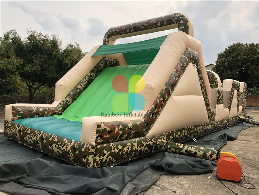 Army Green Giant Commercial Inflatable Obstacle Course for Kids Inflatable Obstacles Game Inflatable Obstacles Paintball