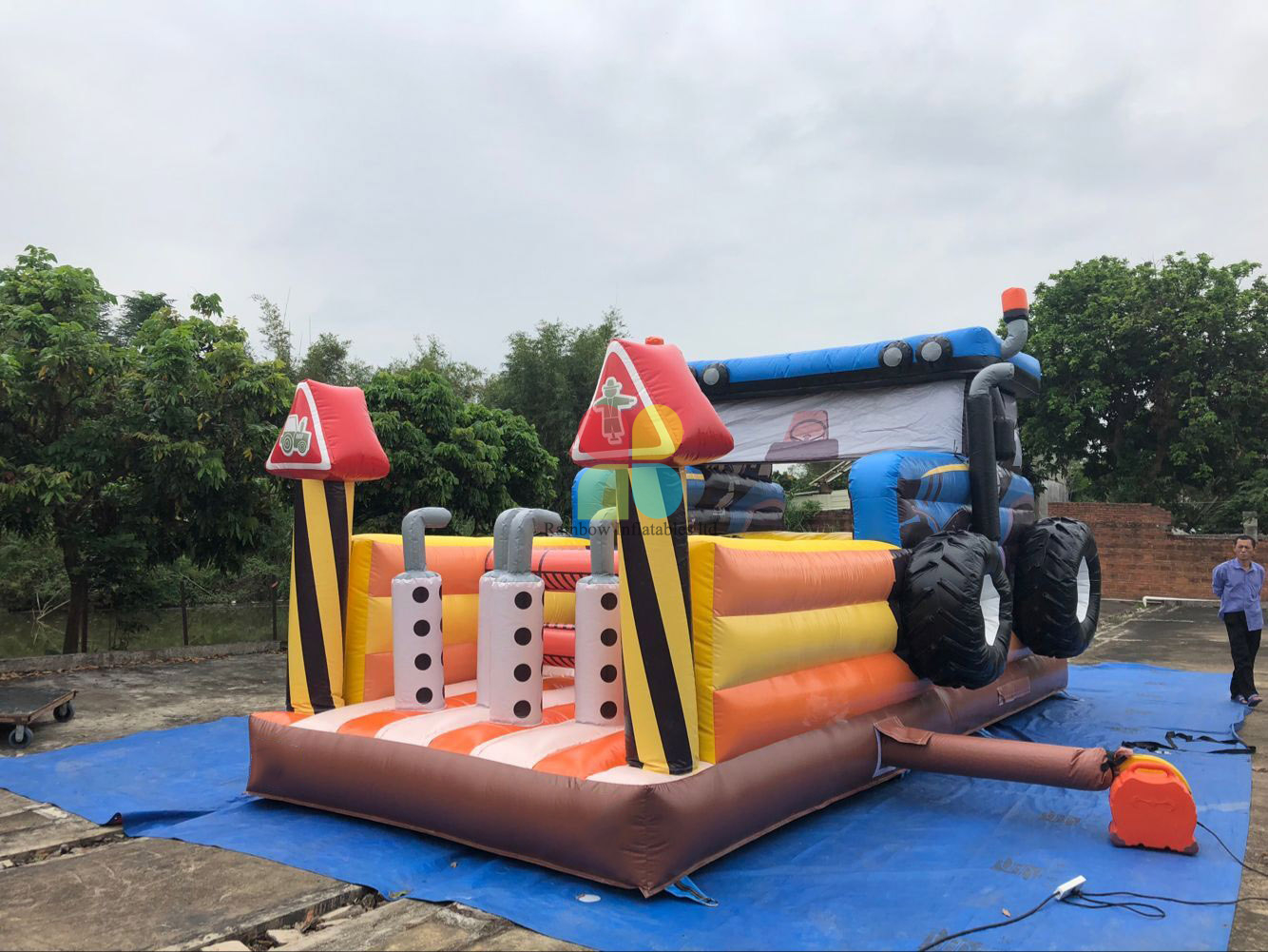 Inflatable Tractor Bouncer with Slide