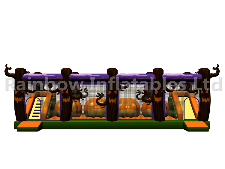 RB05206(12x5.5x4m) Inflatable Halloween Pumpkin Obstacle Course