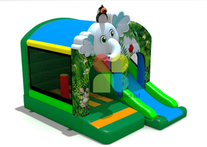 Elephant Jungle inflatable jumping bouncy combo with slide 